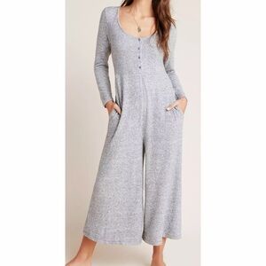 Anthropologie Grey Wide Leg Jumpsuit